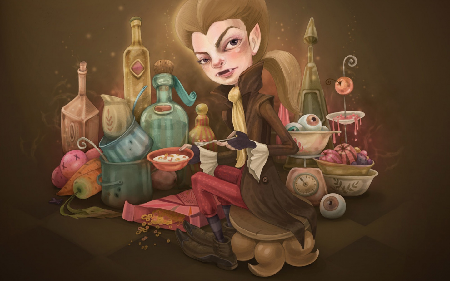 Вампир на кухне обои