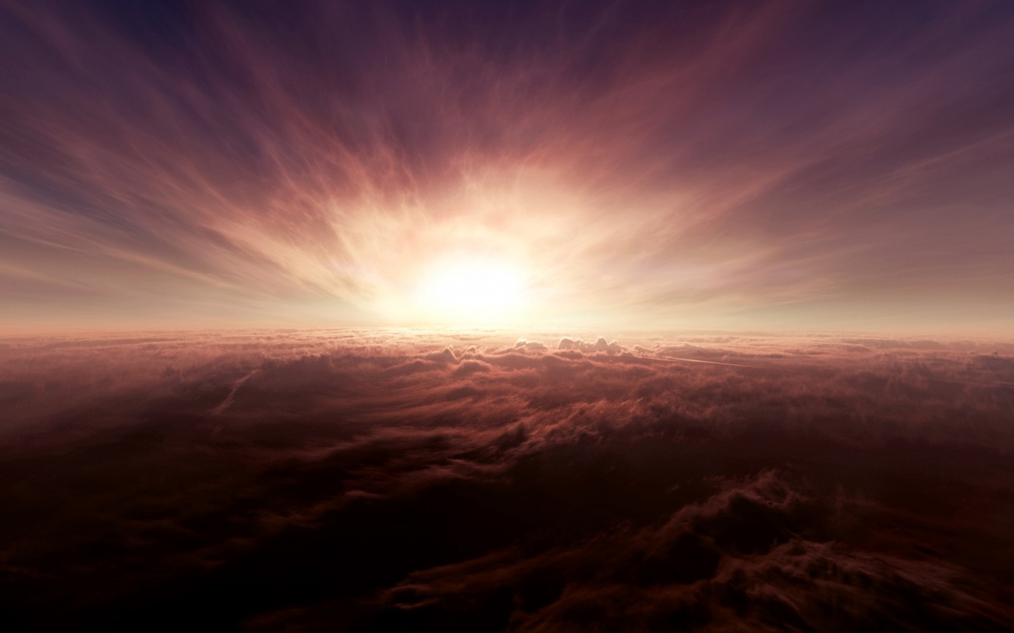 Закат над облаками обои