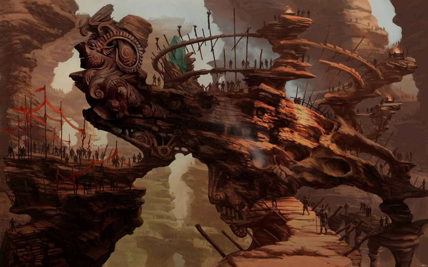 Древний корабль в скалах обои