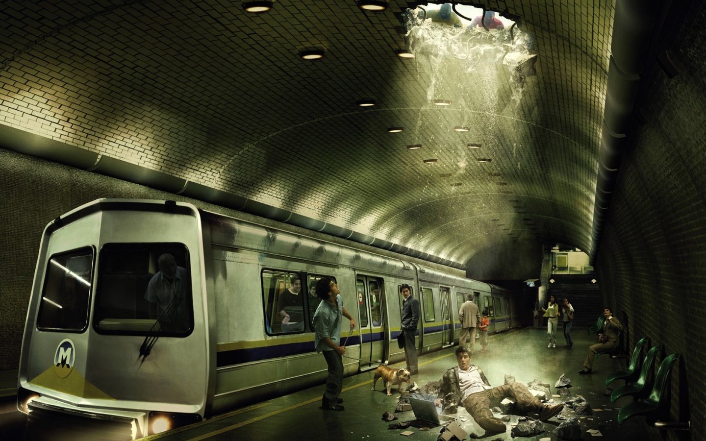 Провалившийся в метро обои