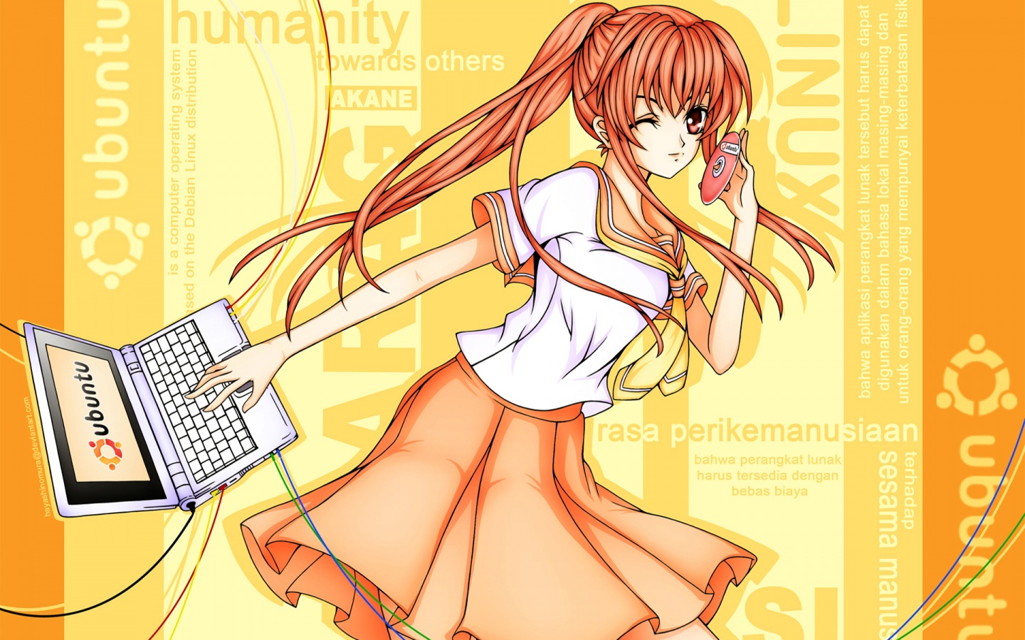Ubuntu  в аниме обои