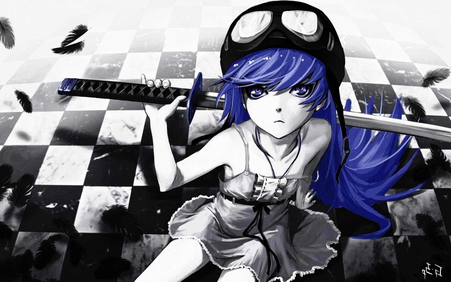 Девушка с катаной обои