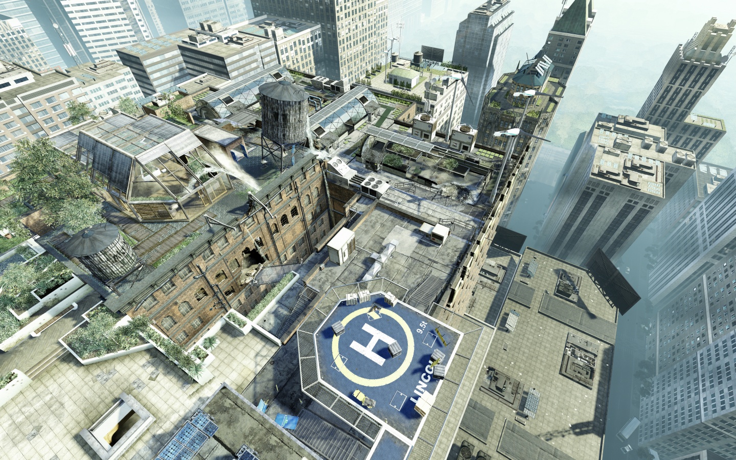 Вид сверху на карту уровня из Crysis 2 обои