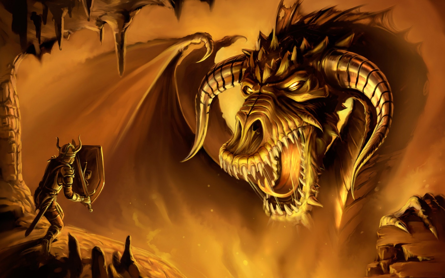 Рыцарь против дракона обои