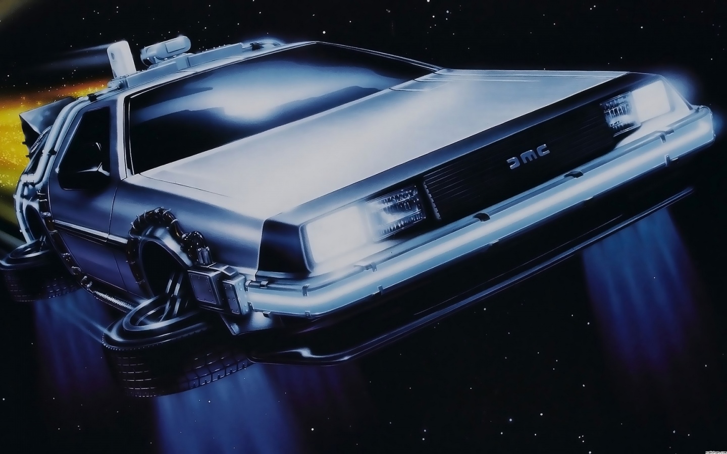 Летающий Делореан обои