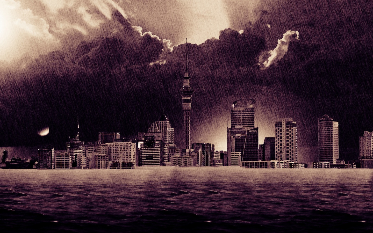 Гроза над городом обои