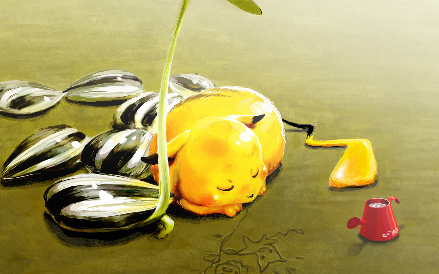 Пикачу отдыхает обои