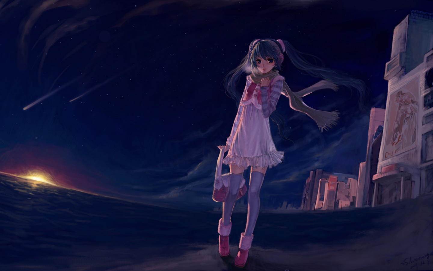 Девочка уходит из города обои