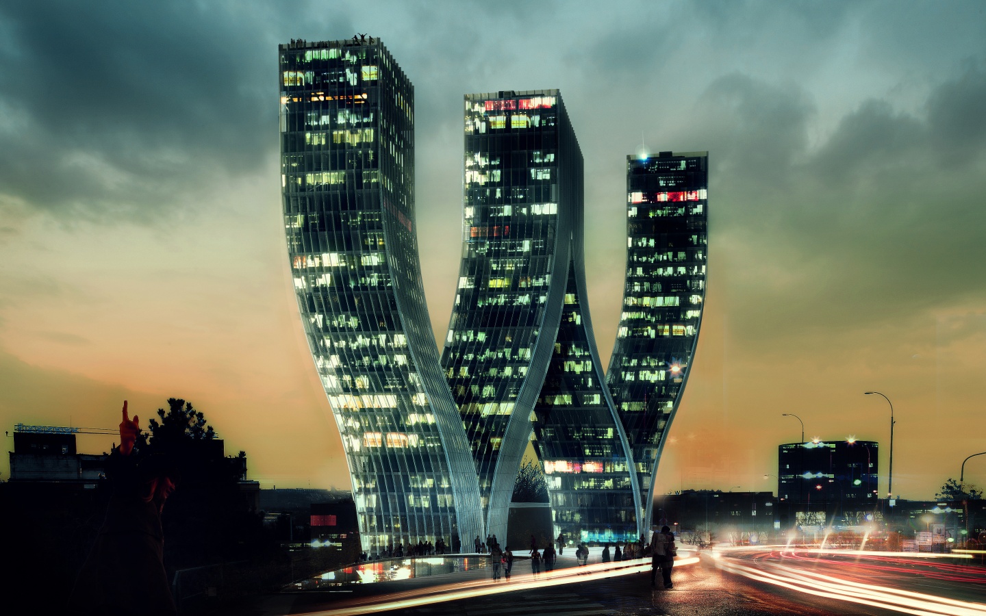 Здание в форме буквы W обои