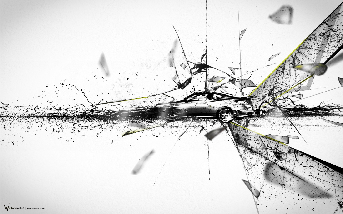 Летящие осколки обои