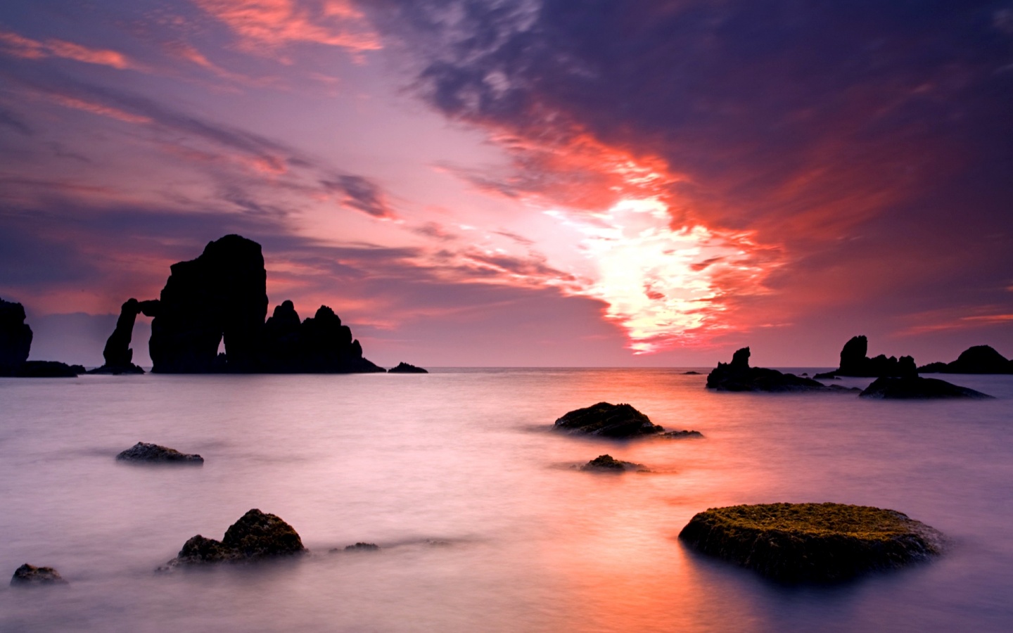 Закат на море обои