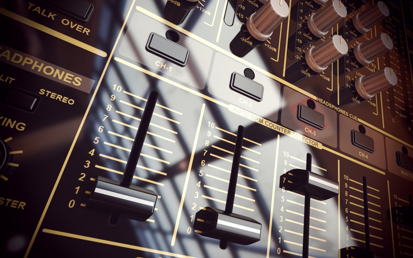 Пульт диджея и отражение на нем обои