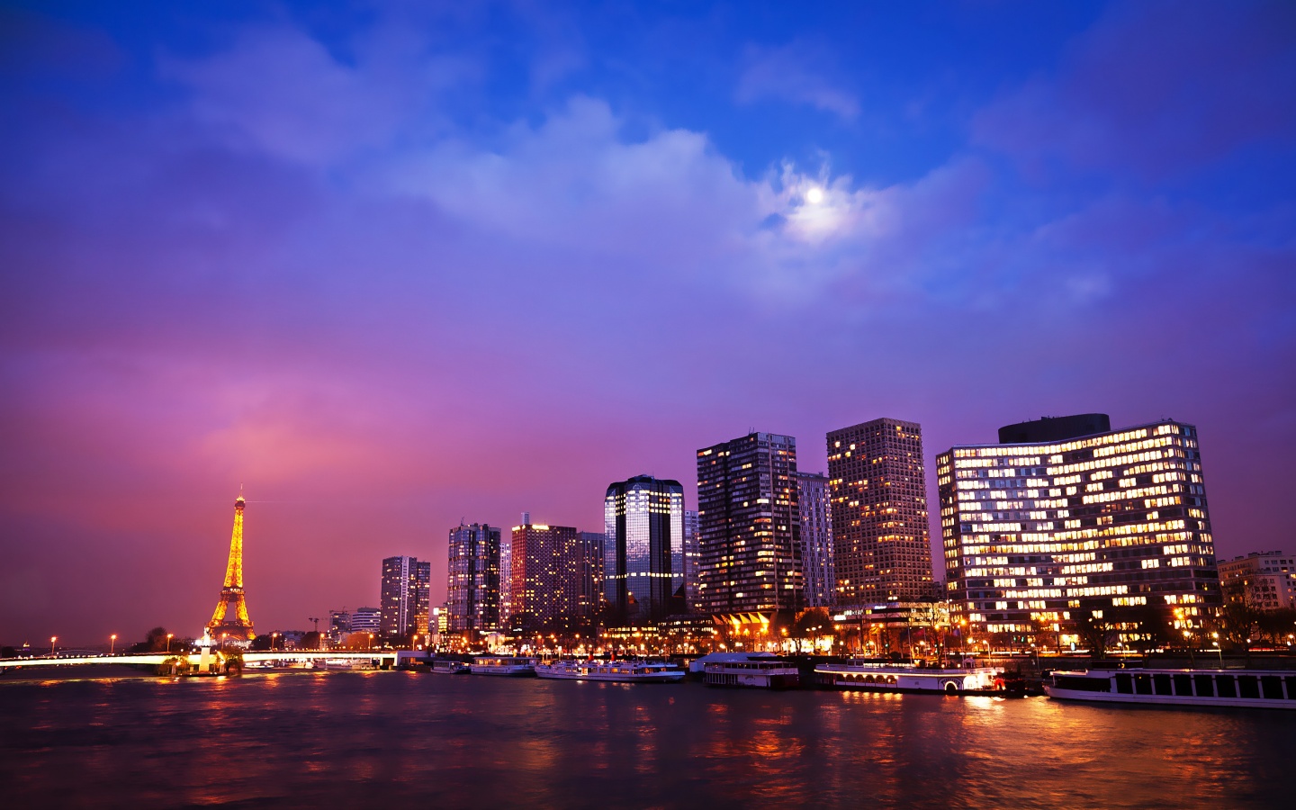 Вид на ночной Париж обои