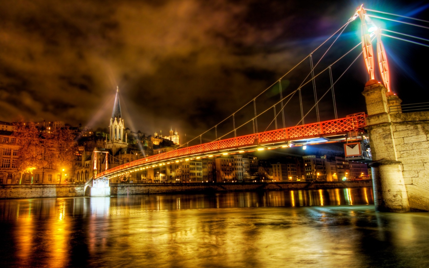 Ночная подсветка моста обои