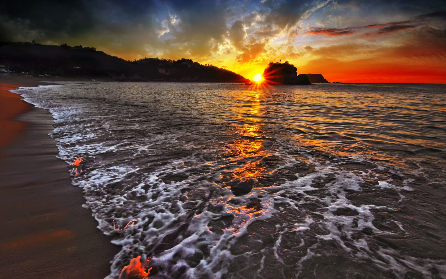 Закат в лагуне обои