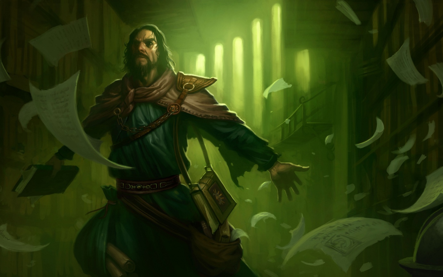 Маг в библиотеке обои