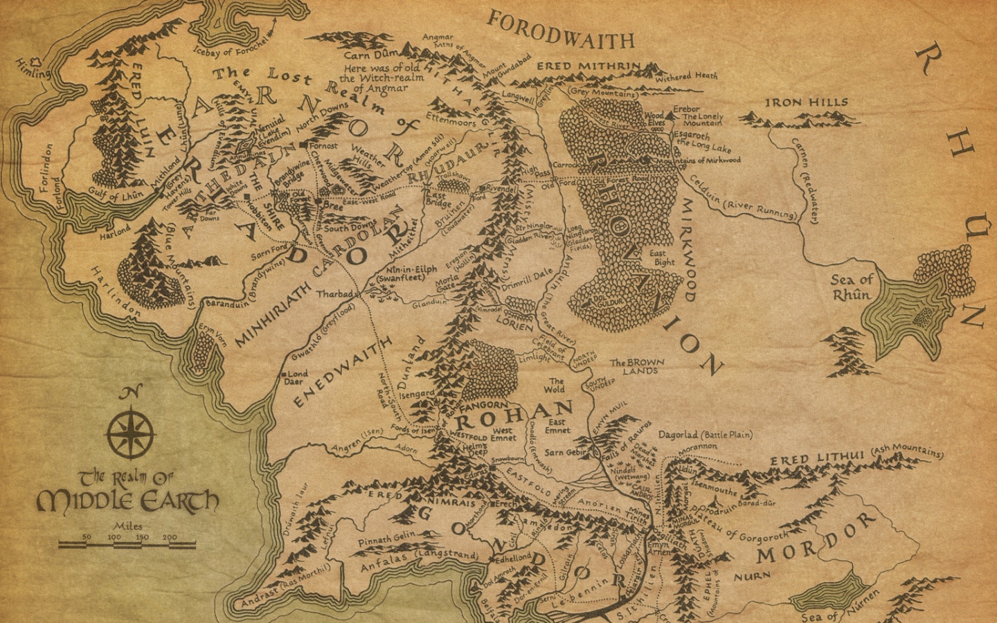 Карта Средиземья обои