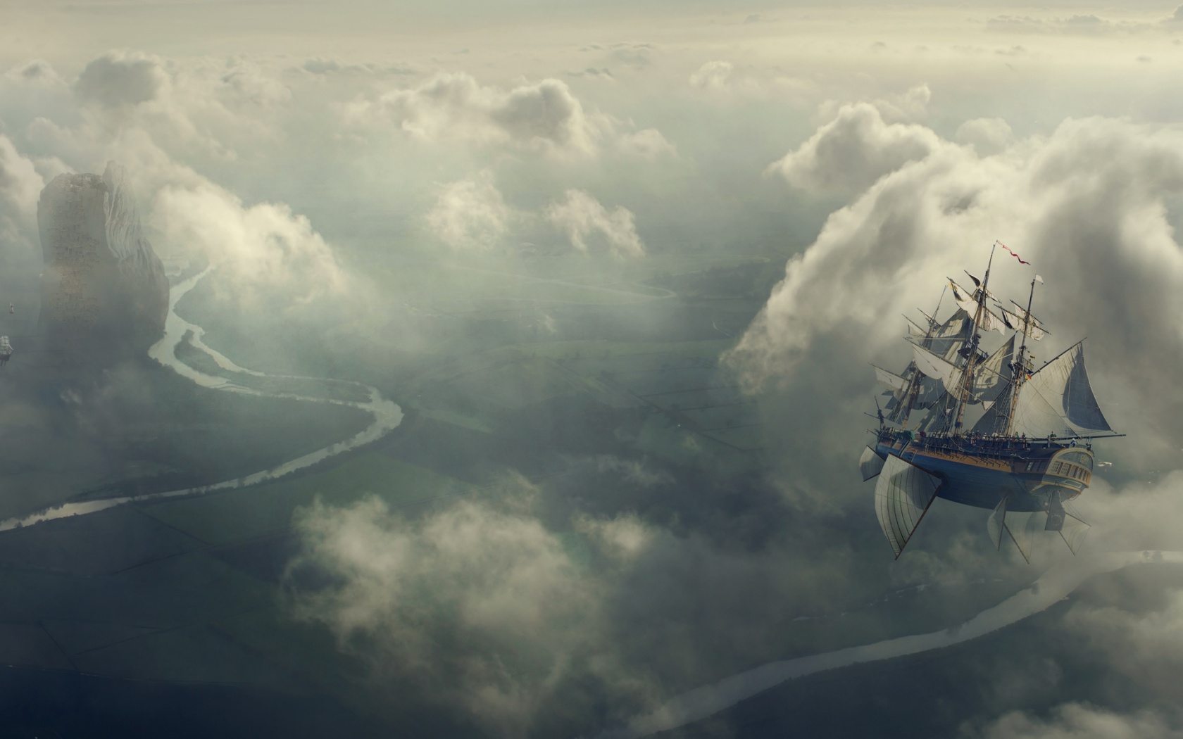 Летающий корабль обои