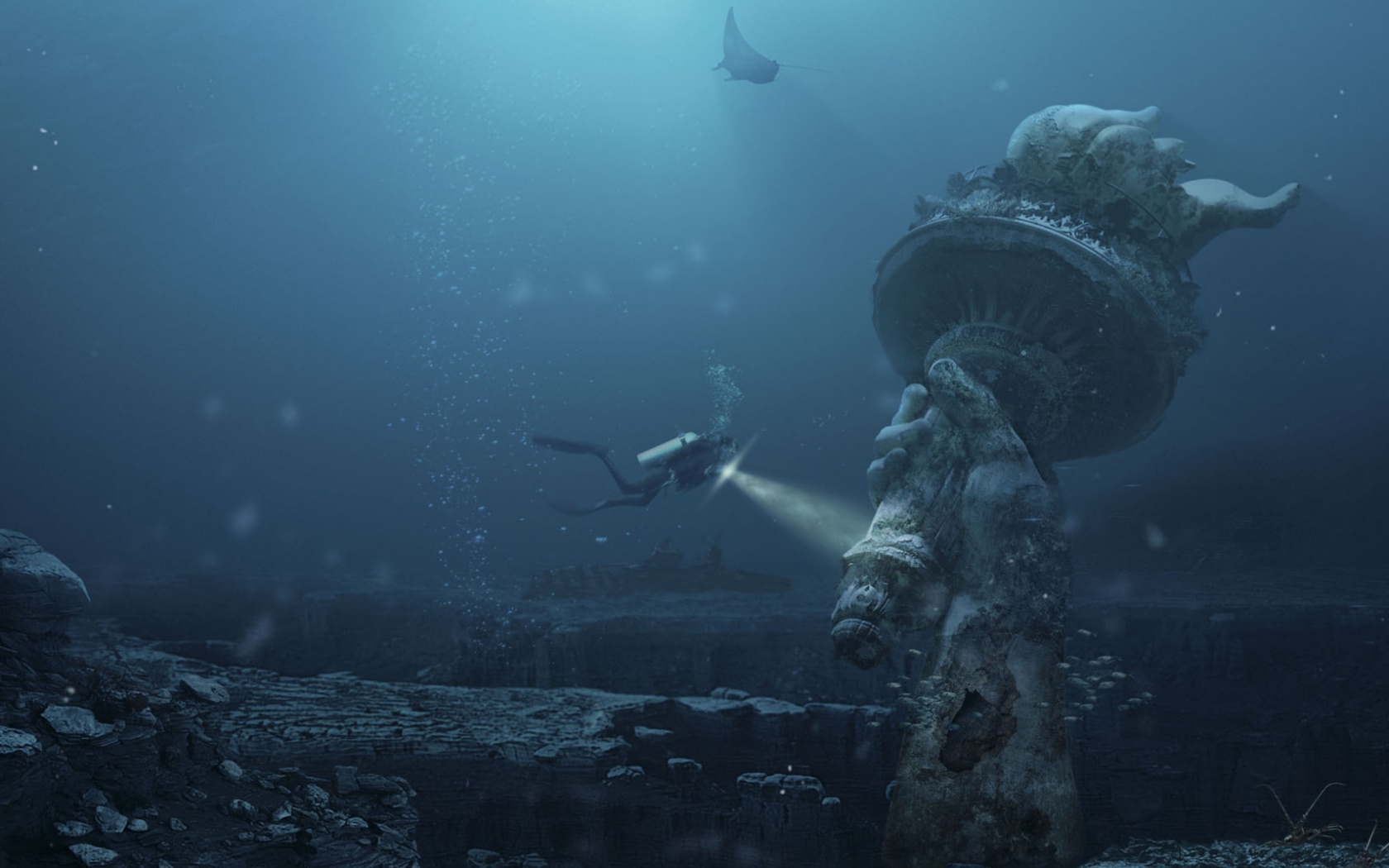 Затопленный Нью-Йорк обои