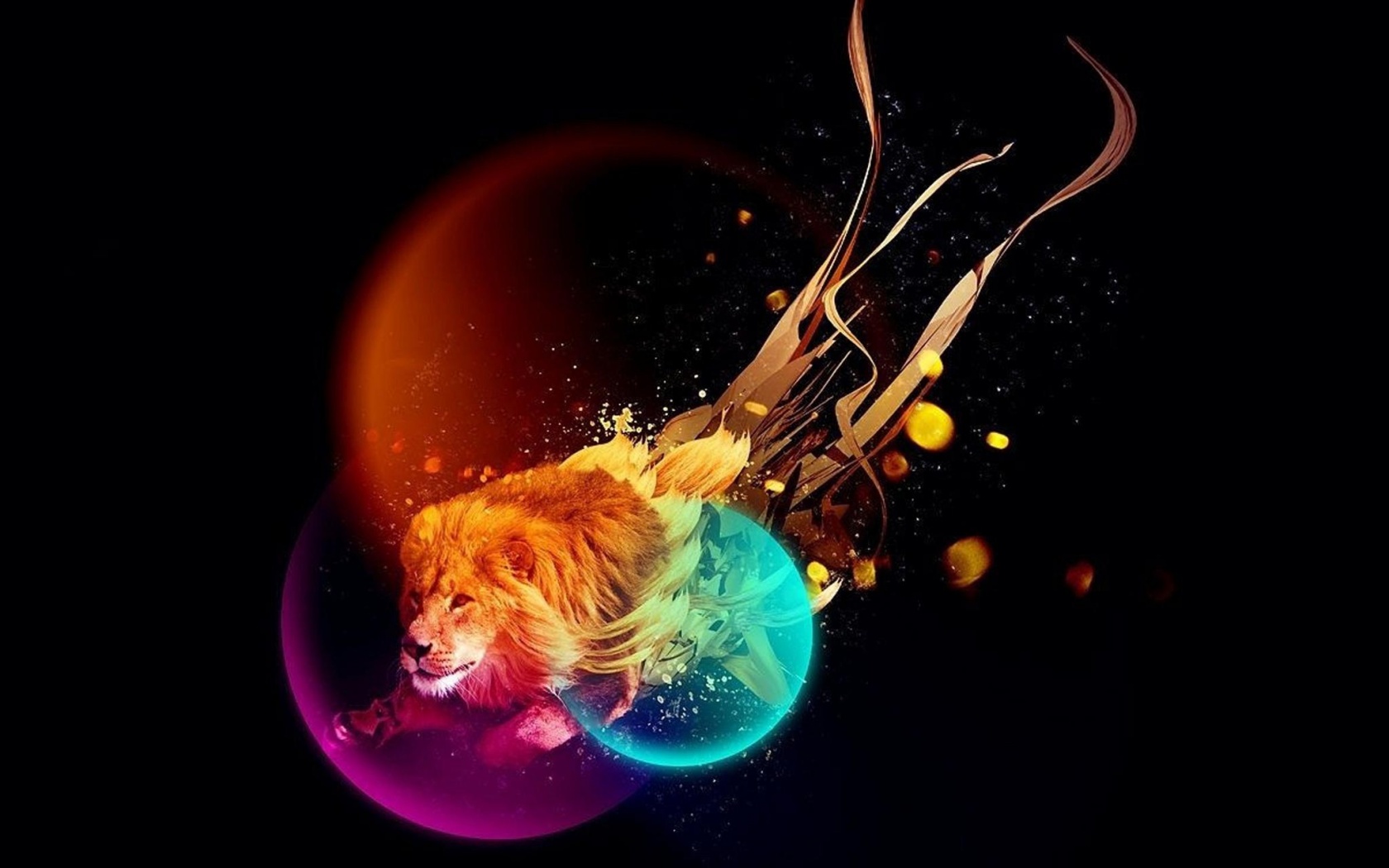 Лев в абстарктой фигне обои