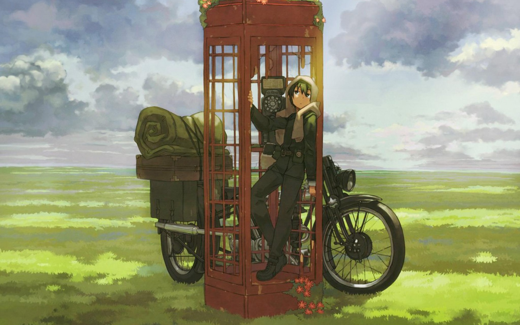 Парень в телефонной будке обои