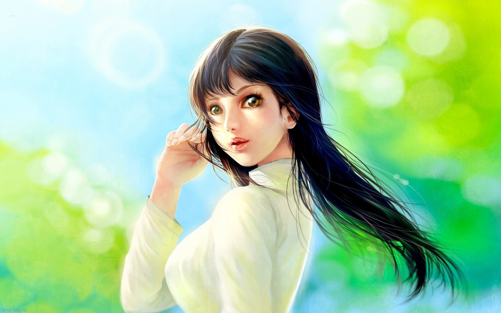 Девушка вполоборота обои