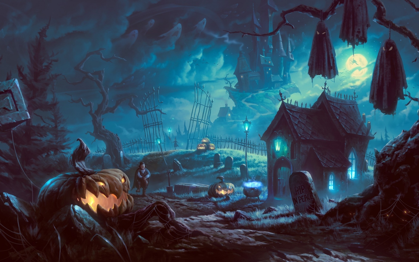 Кладбище на Хэллоувин обои