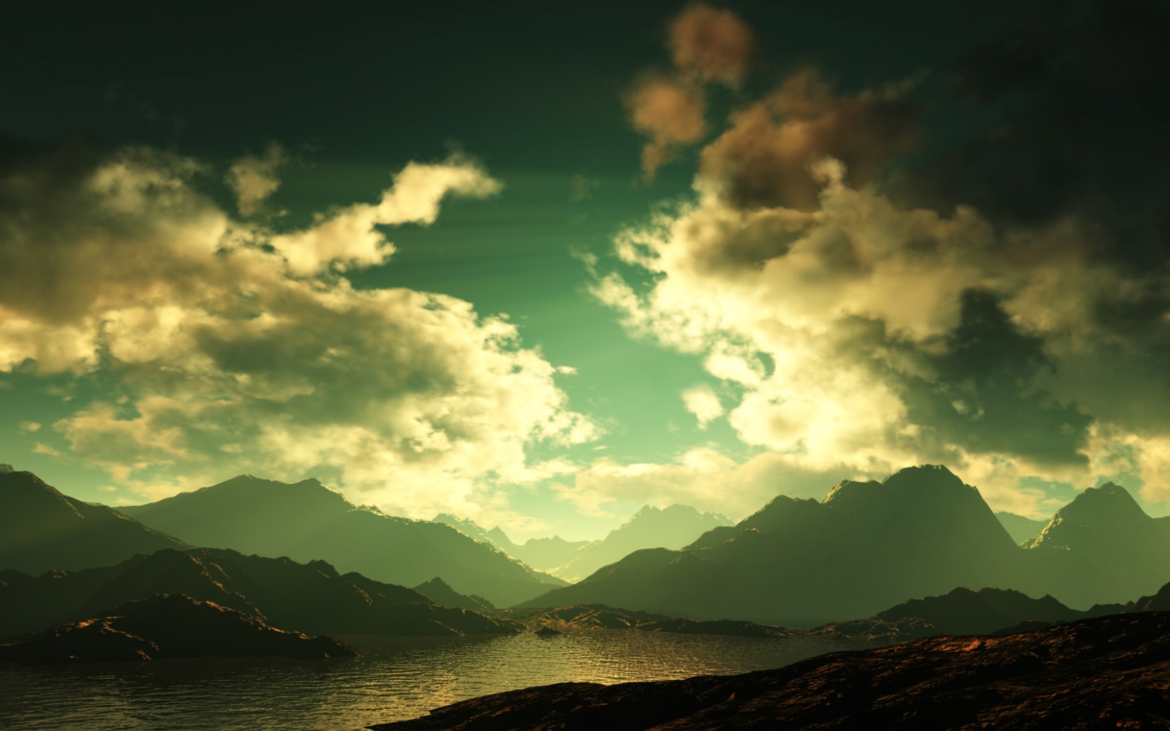 Закат в горах обои