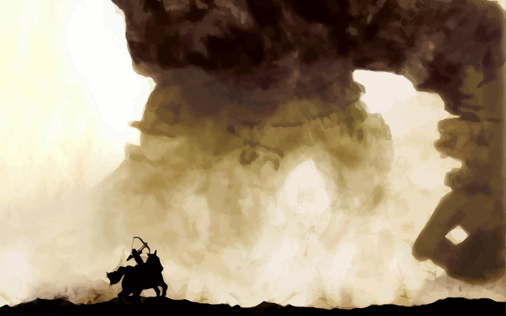 Всадник и огромный голем обои