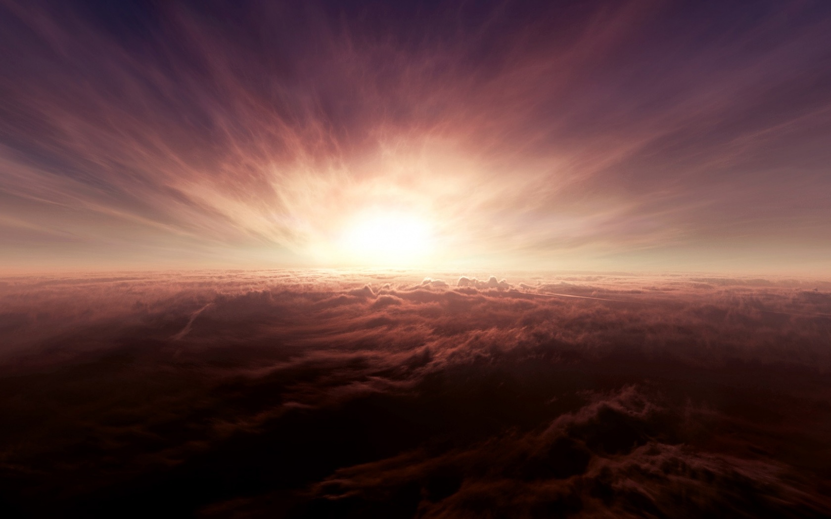 Закат над облаками обои