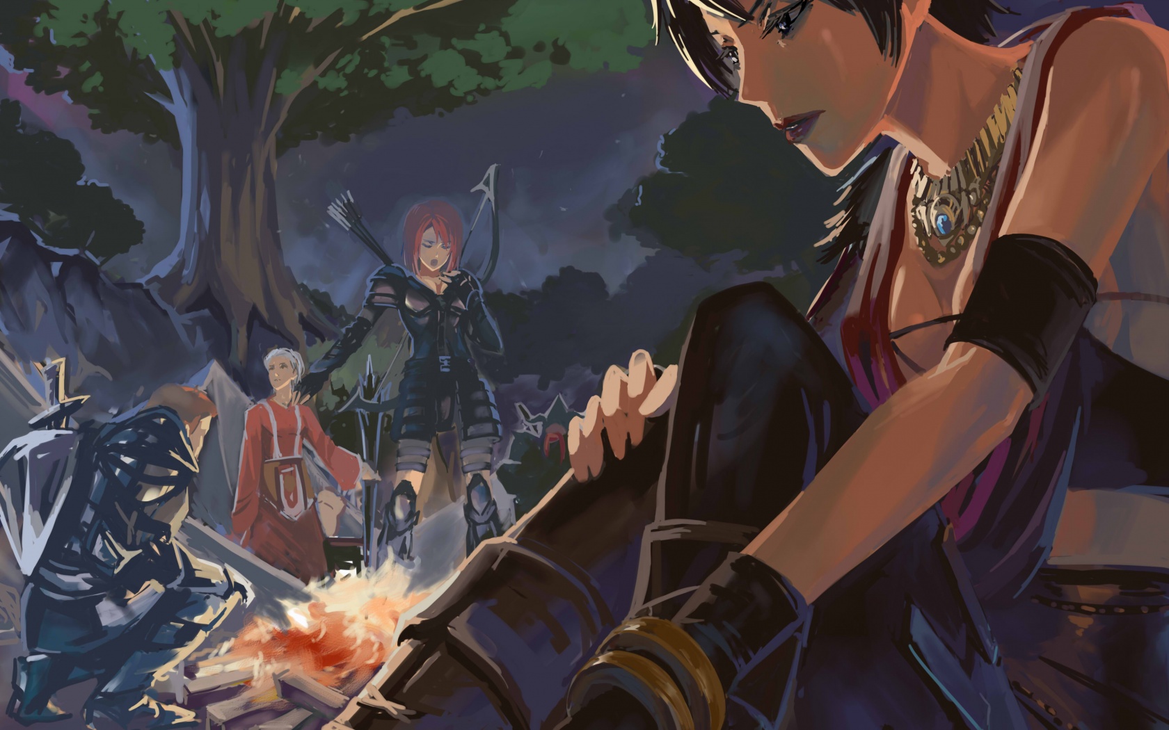 Рисунок Морриган в лагере обои