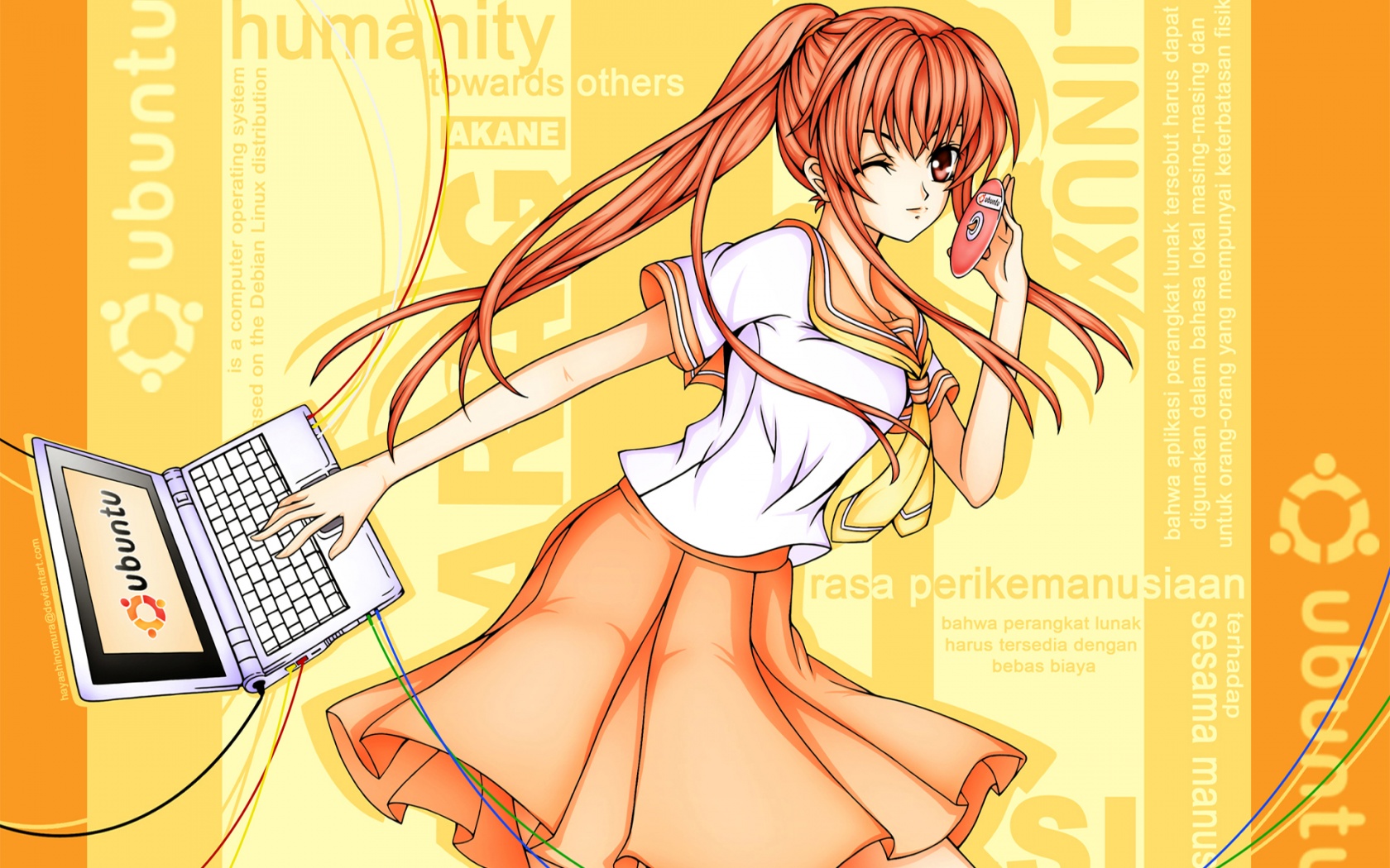 Ubuntu  в аниме обои