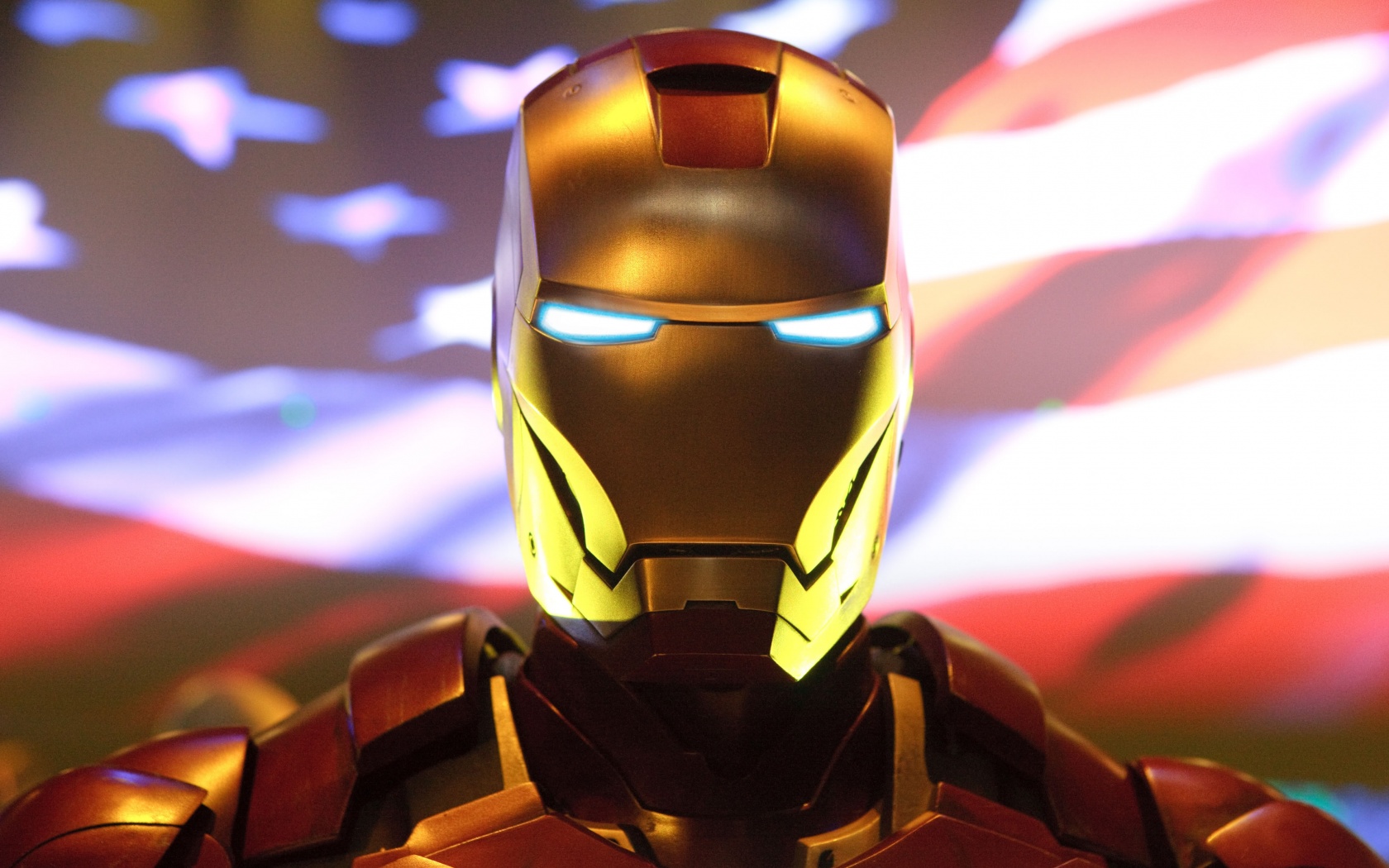 Железный человек на фоне американского флага обои