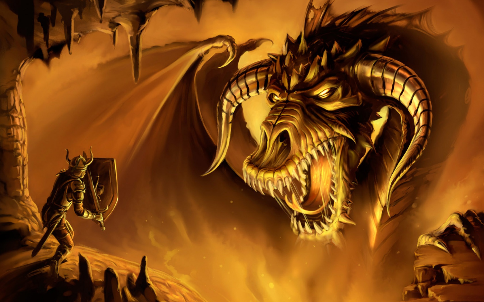 Рыцарь против дракона обои