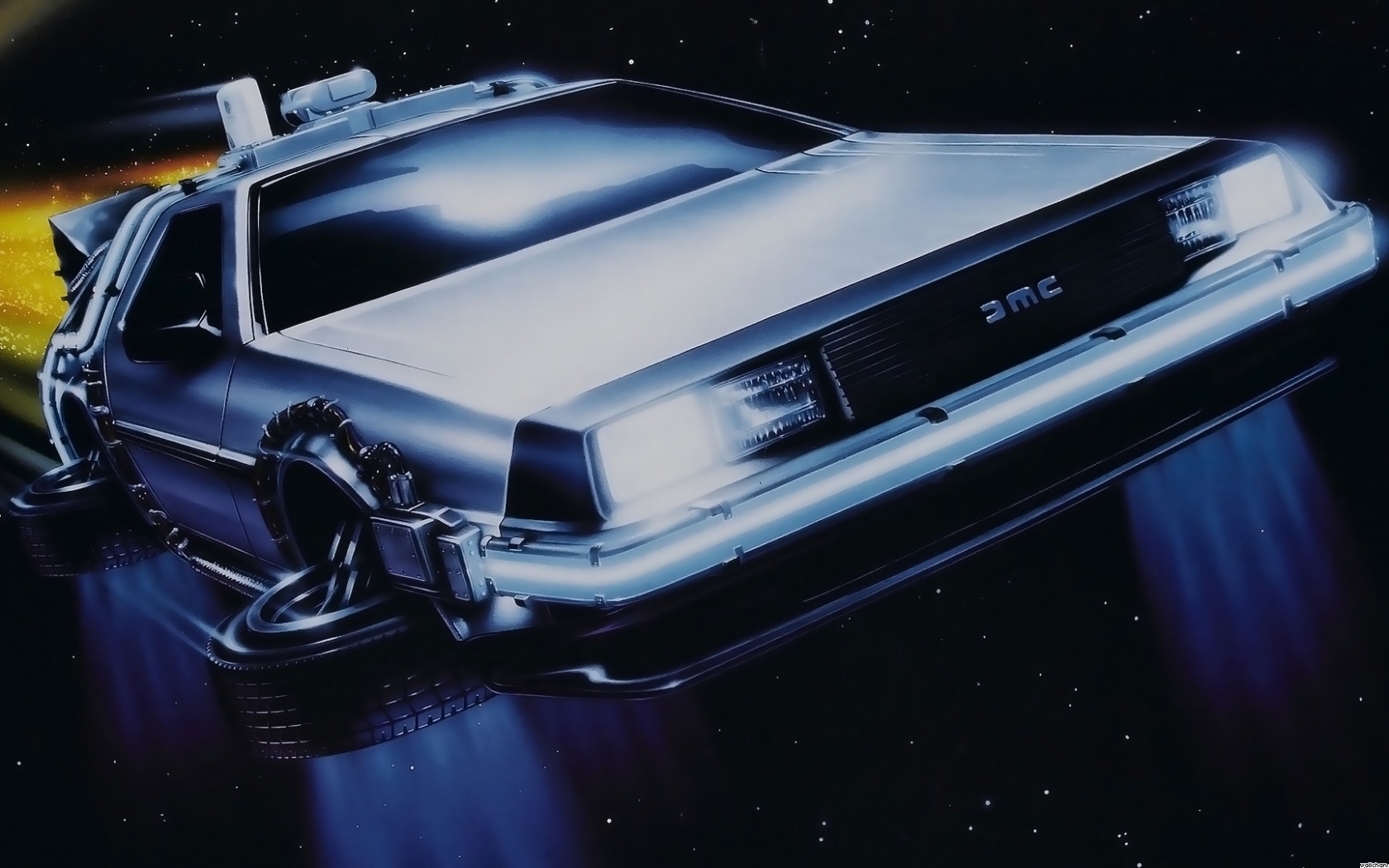 Летающий Делореан обои