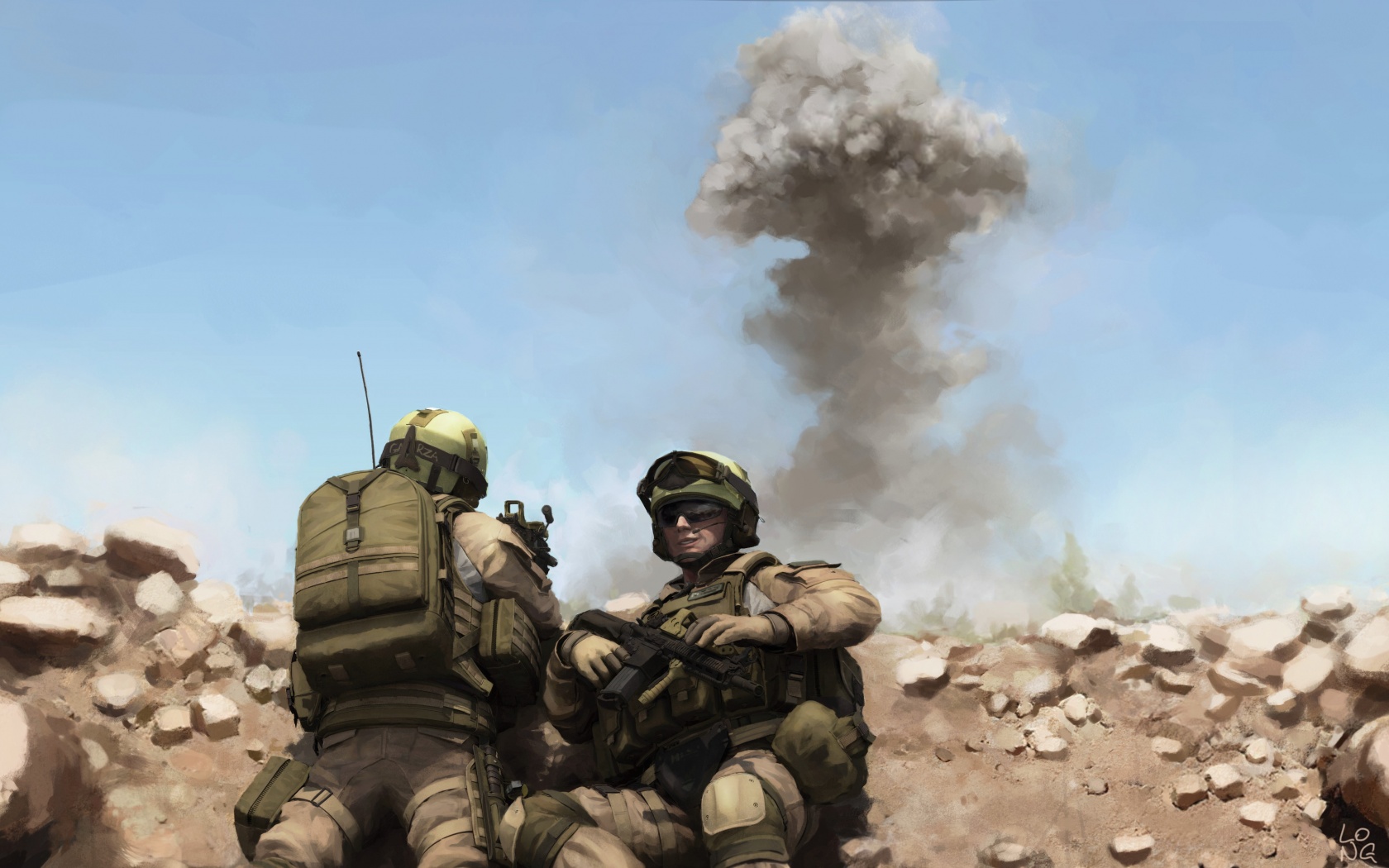 Солдаты в пустыне обои