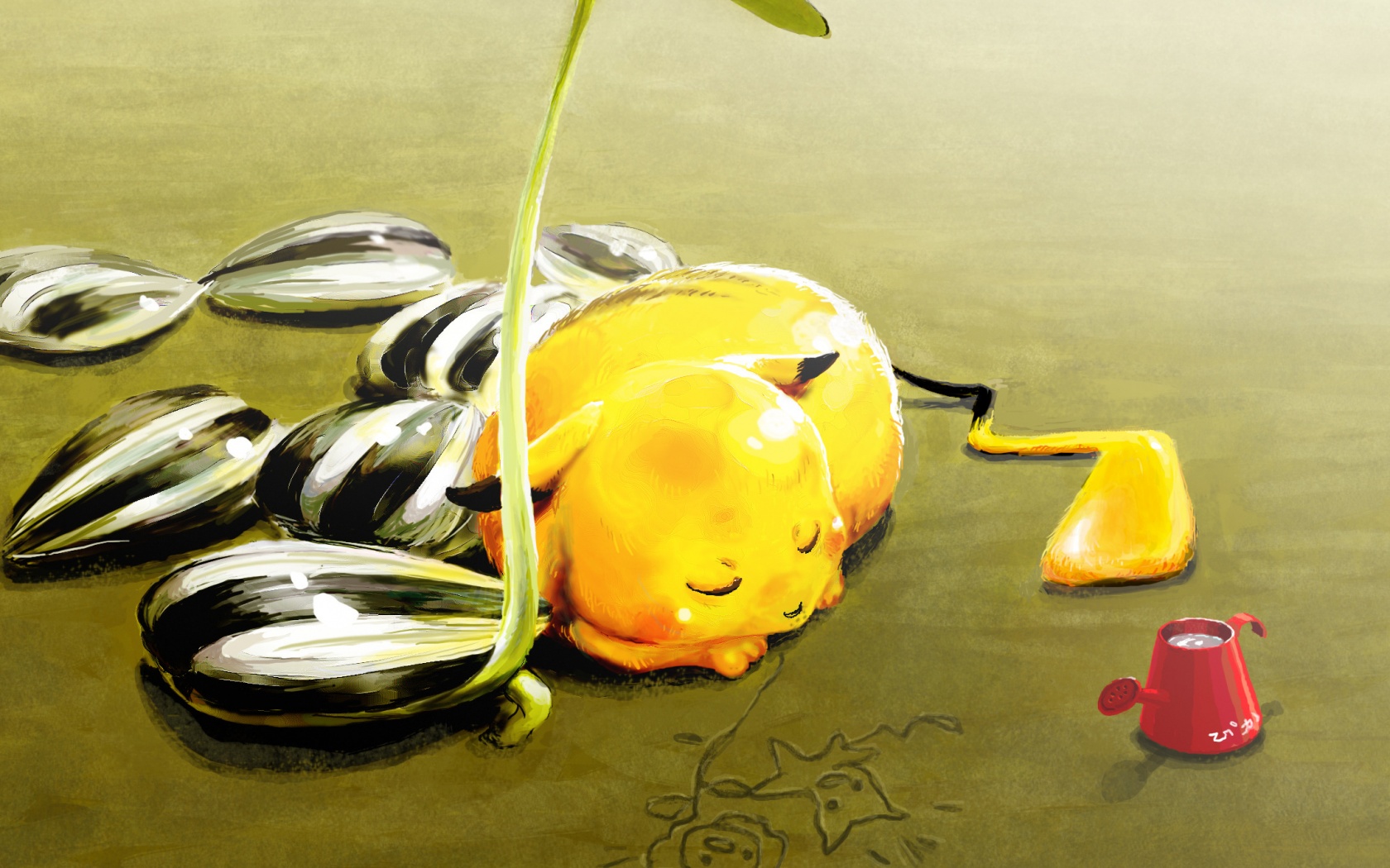 Пикачу отдыхает обои