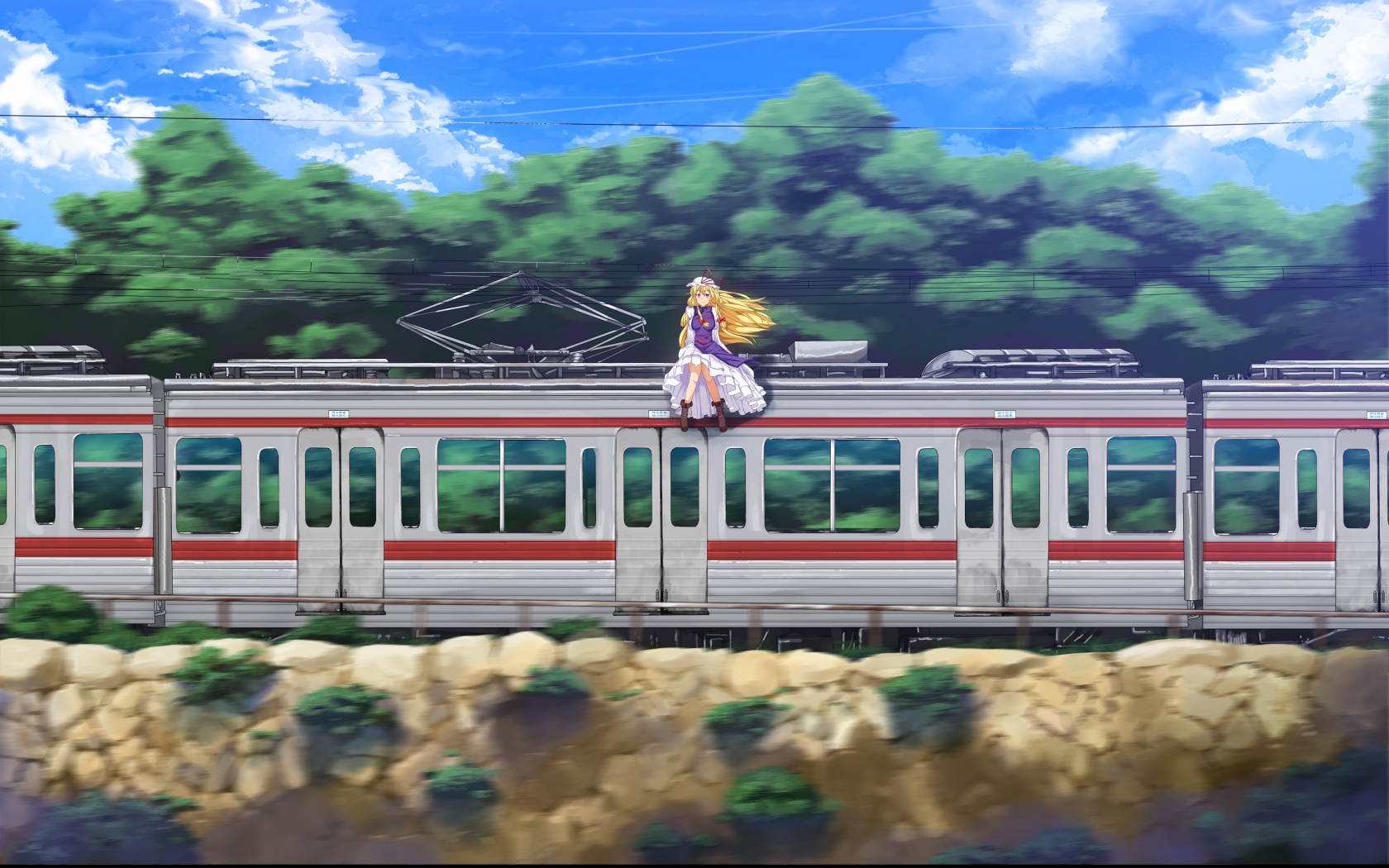 Девушка на крыше поезда обои