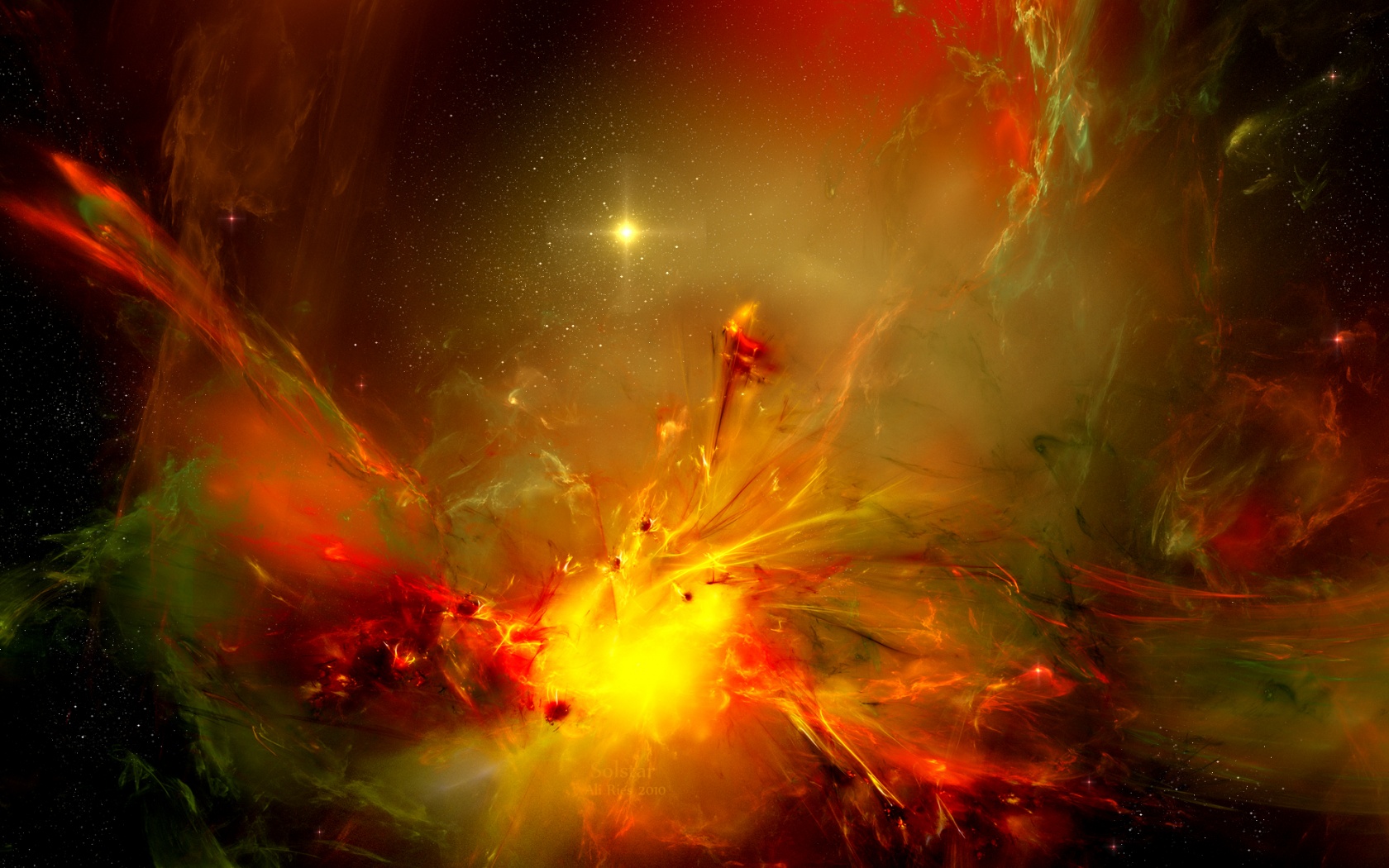 Туманность в красно-жёлтых тонах обои