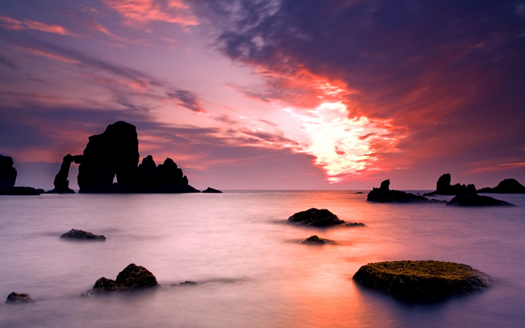 Закат на море обои