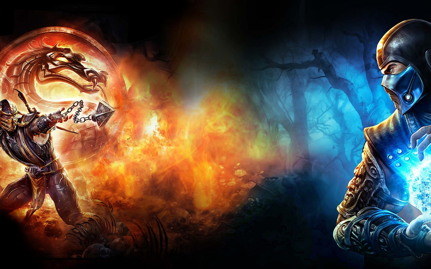 Бой SubZero и Scorpion из Mortal Kombat обои