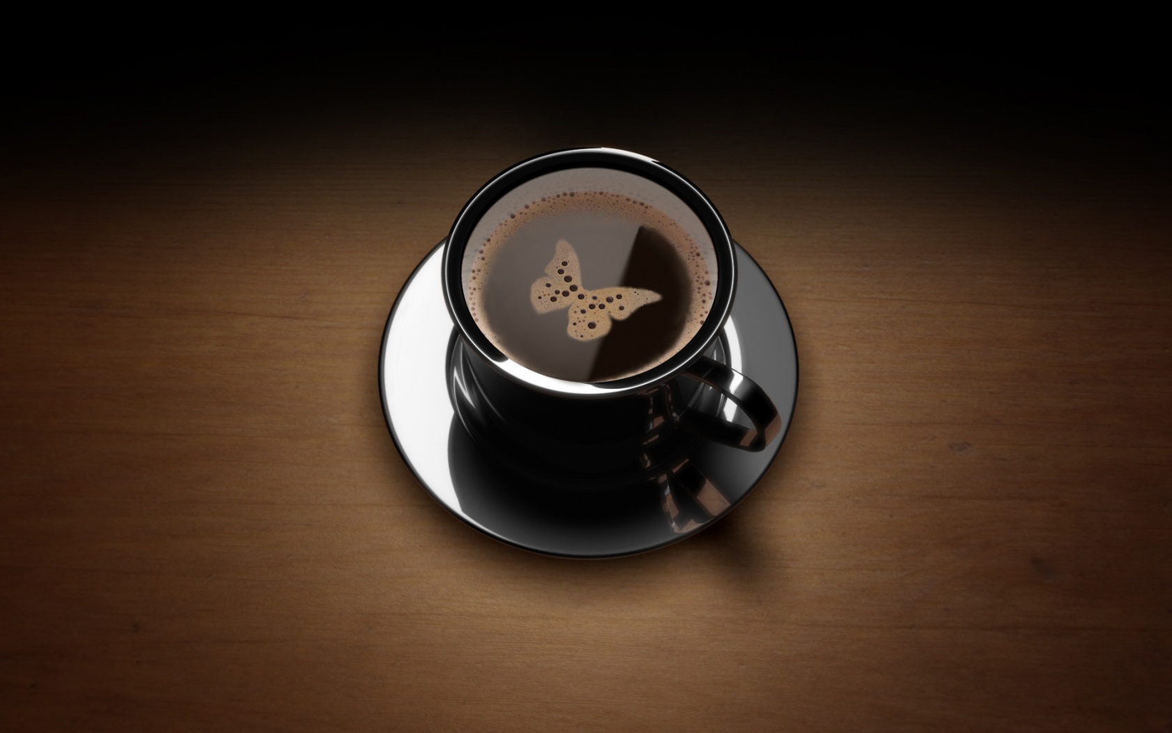 Чашка кофе с пенкой в форме бабочки обои