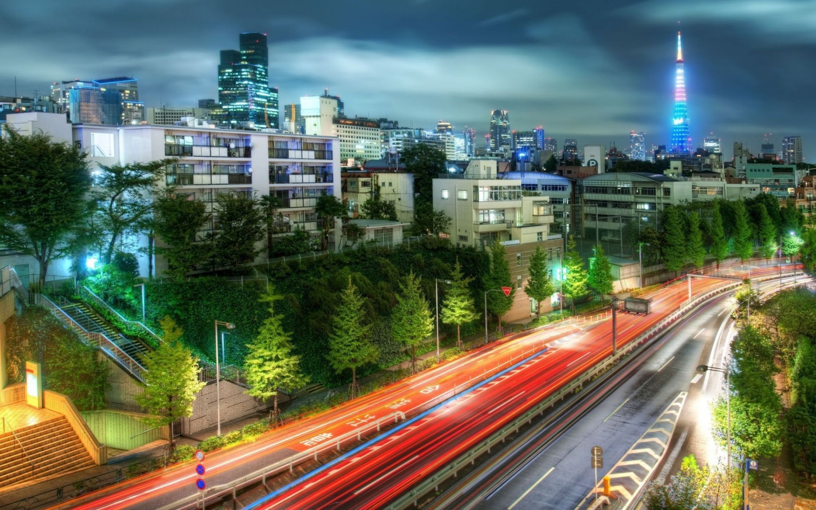 Светящийся город обои