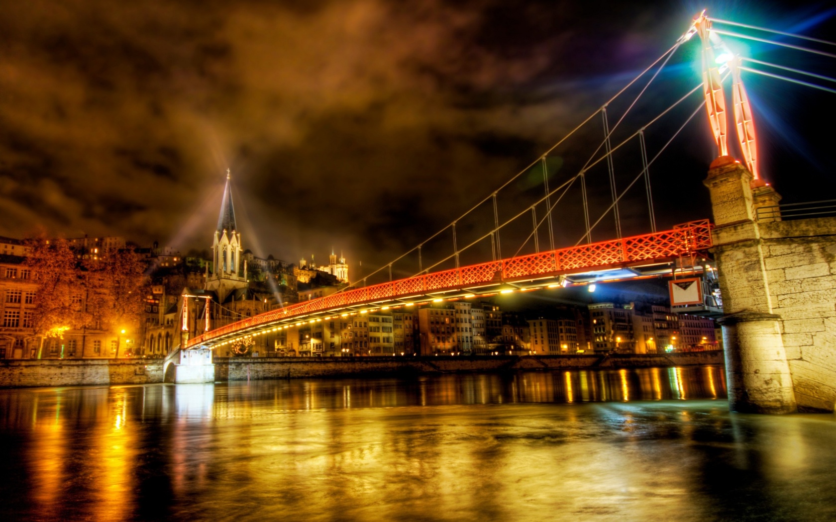 Ночная подсветка моста обои
