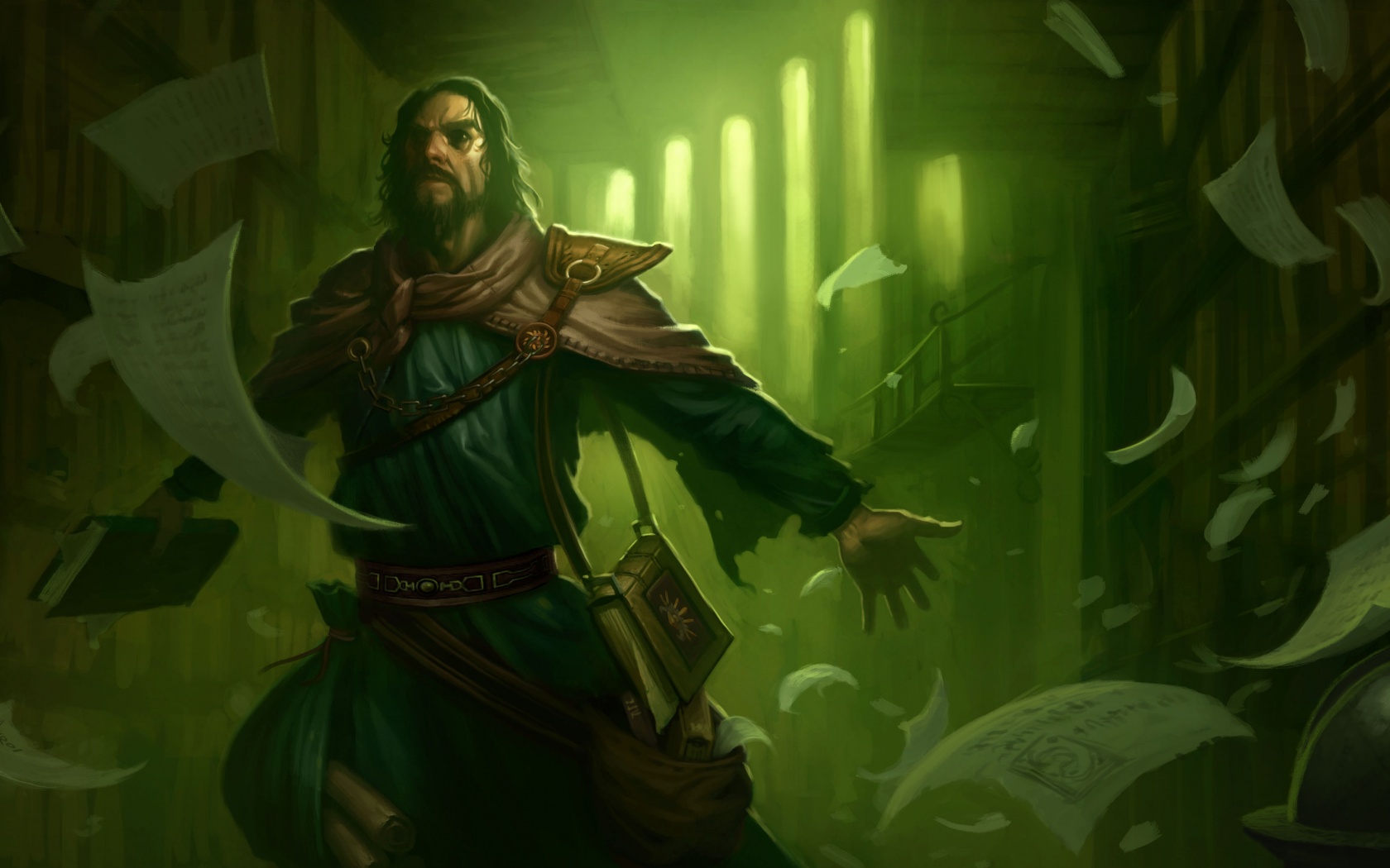 Маг в библиотеке обои