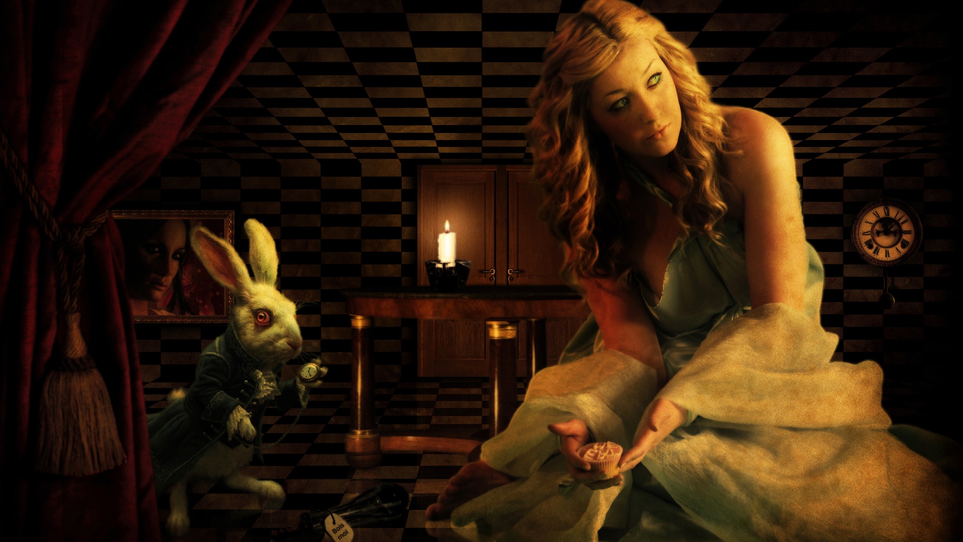 Алиса и белый кролик обои