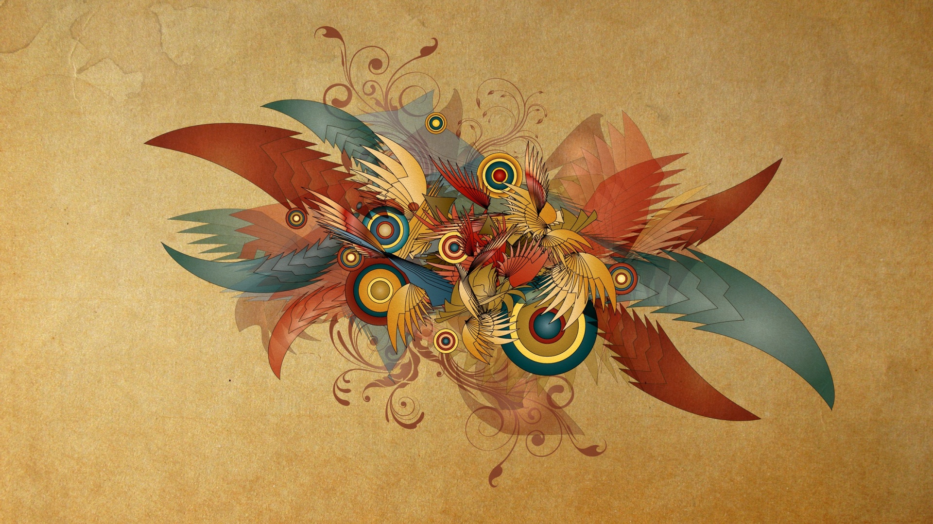 Перья и круги обои