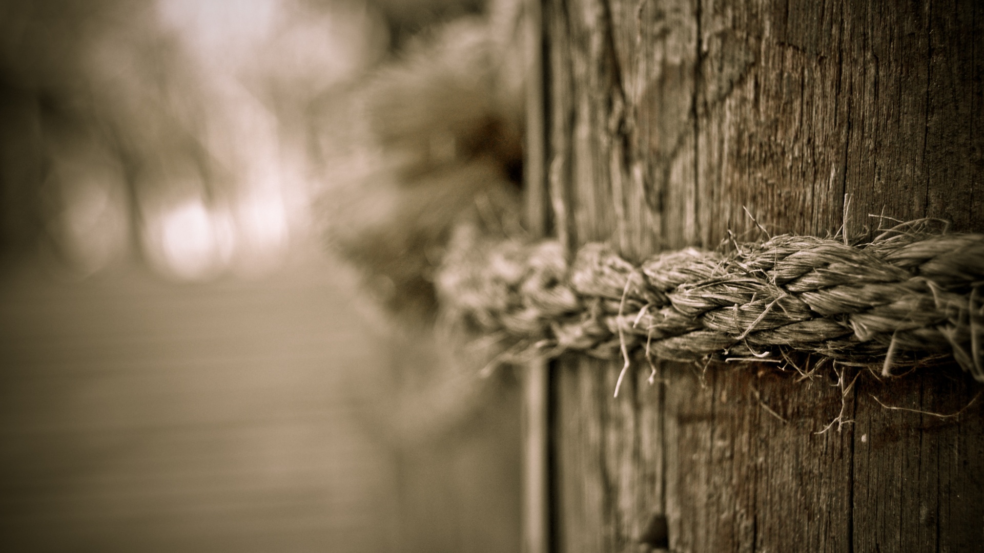 Веревка на деревянном столбе обои