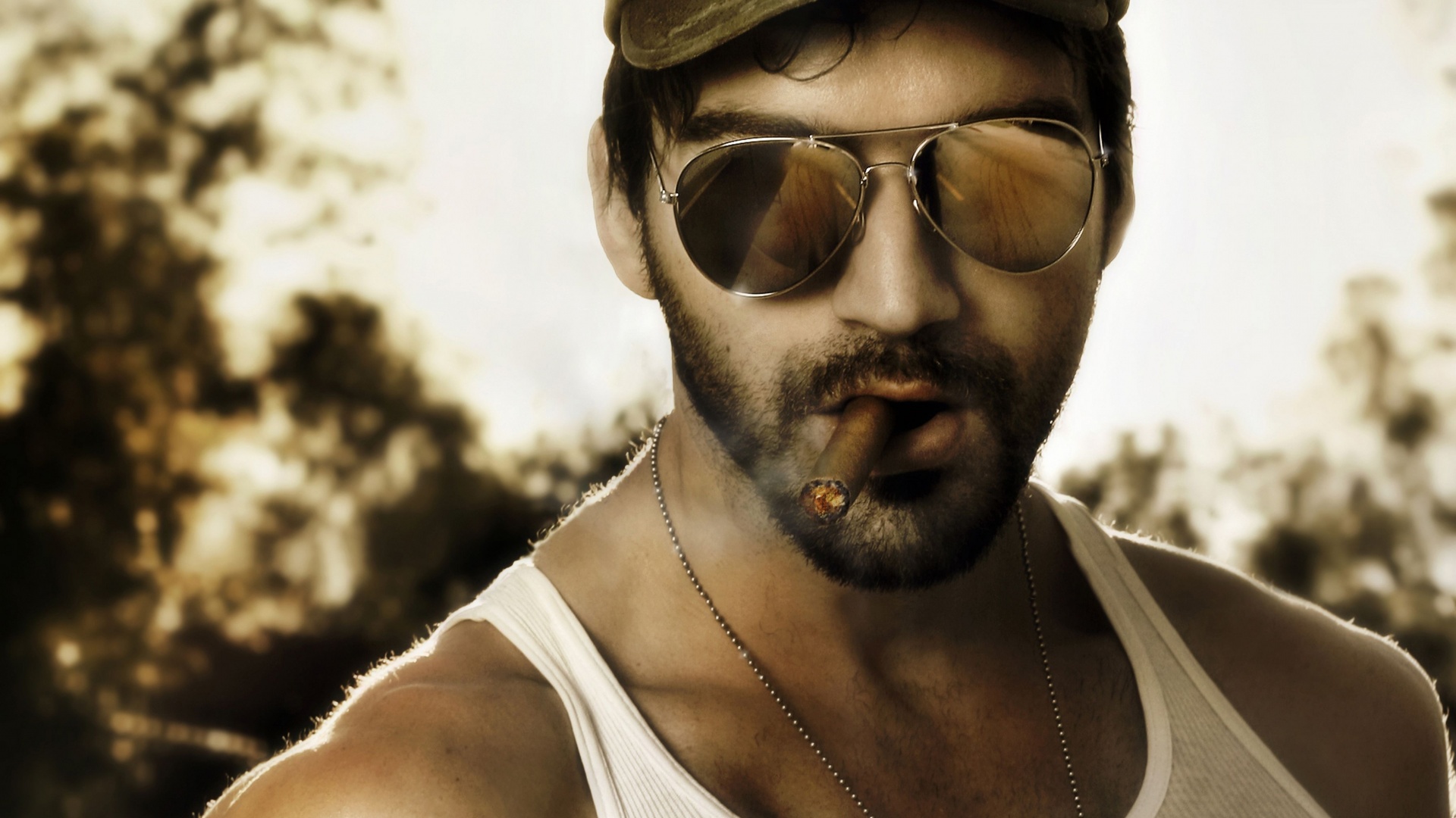 Суровый парень с сигарой обои