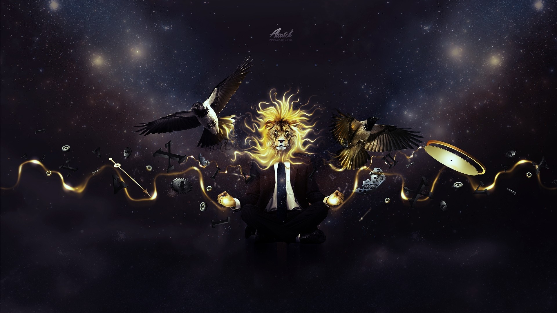 Мужчина с головой льва обои